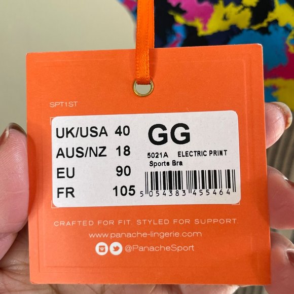 New Panache High Impact Wired Padded Sports Bra Mesh Colorful Size 40GG - Picture 7 of 11